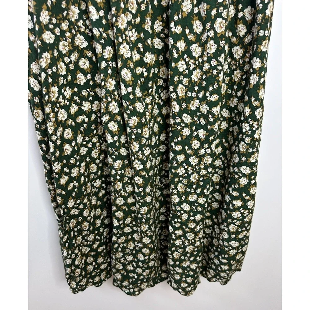 Vintage American Eagle Outfitters Green Floral Maxi Skirt Rayon 90s Boho Medium - Picture 14 of 15